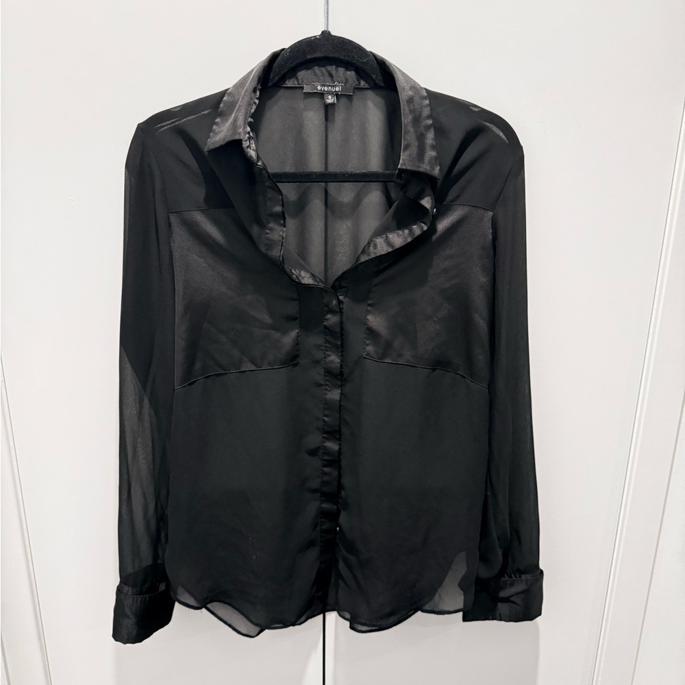 Sheer Black Button-Up Blouse